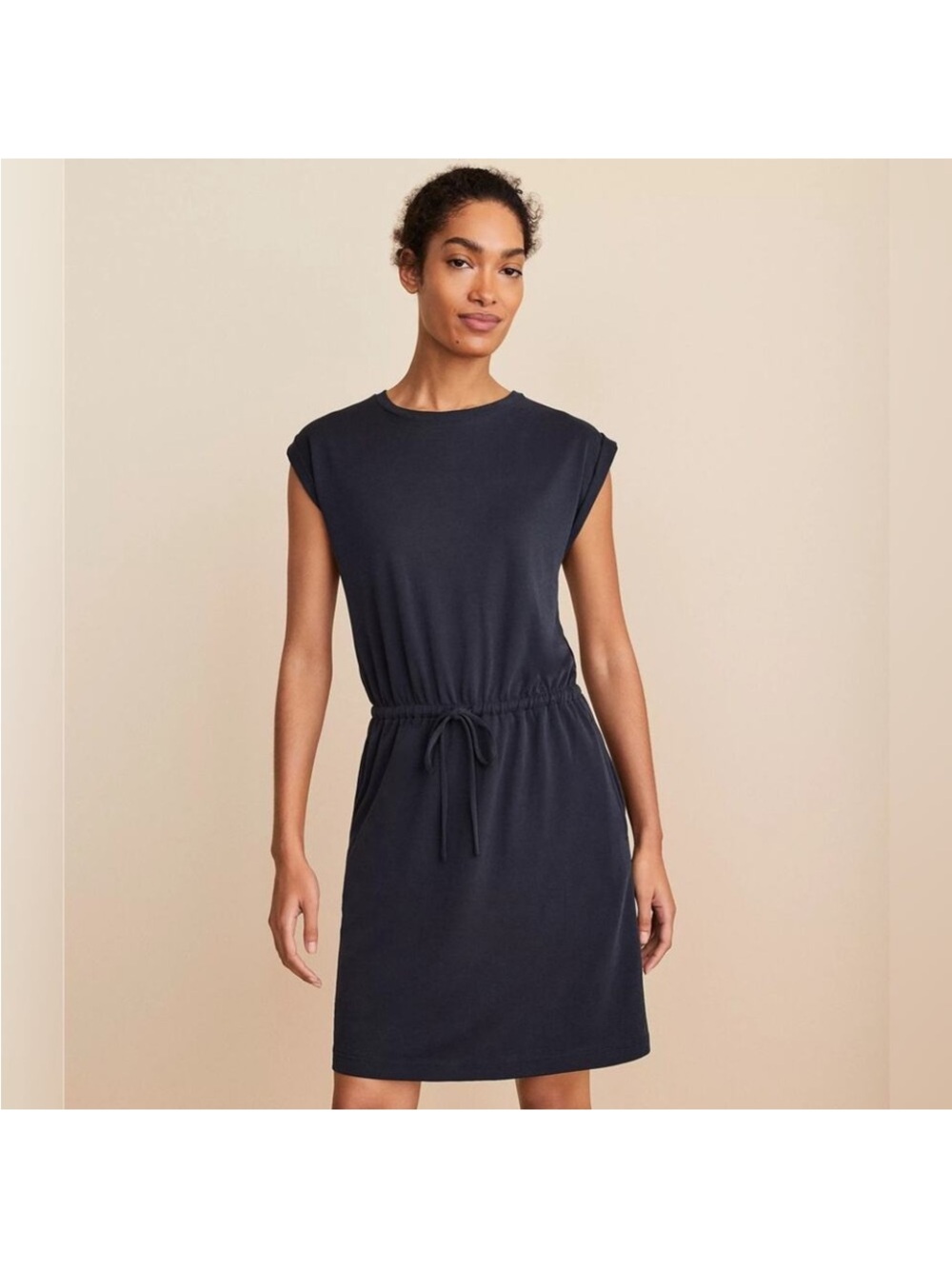 Lou & Grey drawstring athletic Cap-Sleeve Dress w/ pockets